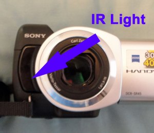 Infrared light source on video camera